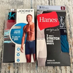 Jockey and Hanes Black and Gray Boxer Briefs Comfortable Underwear Sz Small